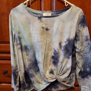 Grey/blue tie dye knot top
